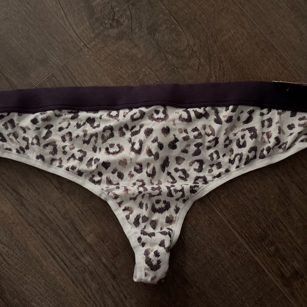 Cacique Animal Print Cotton Thong with Purple Waistband